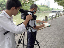 2015.09.23 接受南京依維柯車(chē)公司訪問(wèn)時(shí)現(xiàn)場(chǎng)速寫(xiě)余姚北濱江路街景